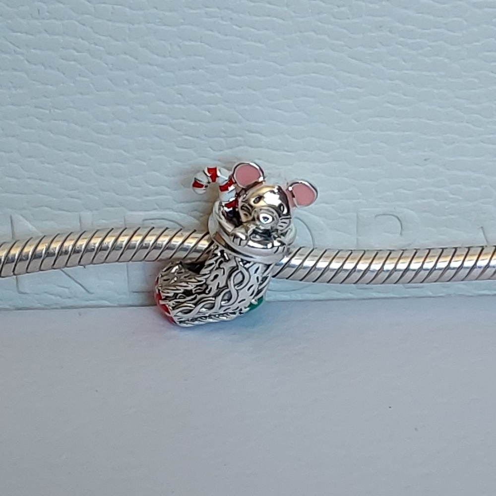 Pandora Christmas Festive Mouse & Stocking Charm 792366C01